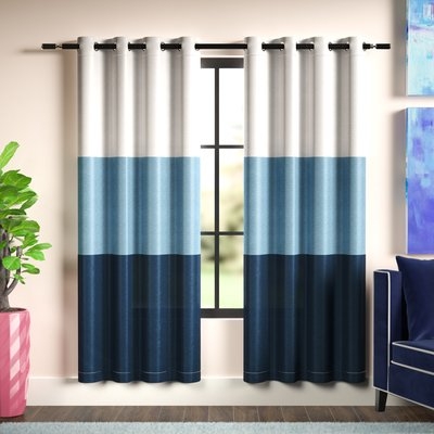 Rodney Striped Semi-Sheer Grommet Curtain Panels - Image 1