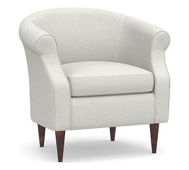 SoMa Lyndon Upholstered Armchair, Polyester Wrapped Cushions, Basketweave Slub Ivory - Image 0