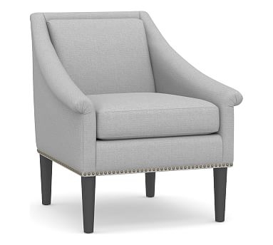 SoMa Valerie Upholstered Armchair, Polyester Wrapped Cushions, Brushed Crossweave Light Gray - Image 0