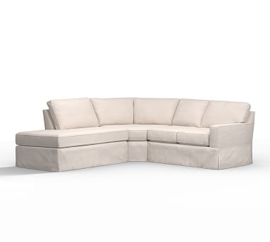 Buchanan Square Arm Slipcovered Right 3-Piece Bumper Sectional, Polyester Wrapped Cushions, Washed Canvas Ivory - Image 3