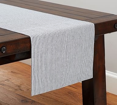 Wheaton Striped Cotton/Linen Table Runner - Navy - Image 0