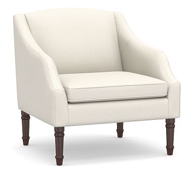 SoMa Emma Upholstered Armchair, Polyester Wrapped Cushions, Performance Heathered Tweed Ivory - Image 0