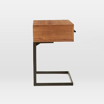 Nash Metal + Wood Curved Nightstand, Teak - Image 6