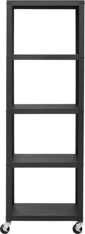 Go-Cart Black Five-Shelf Rolling Bookcase - Image 1