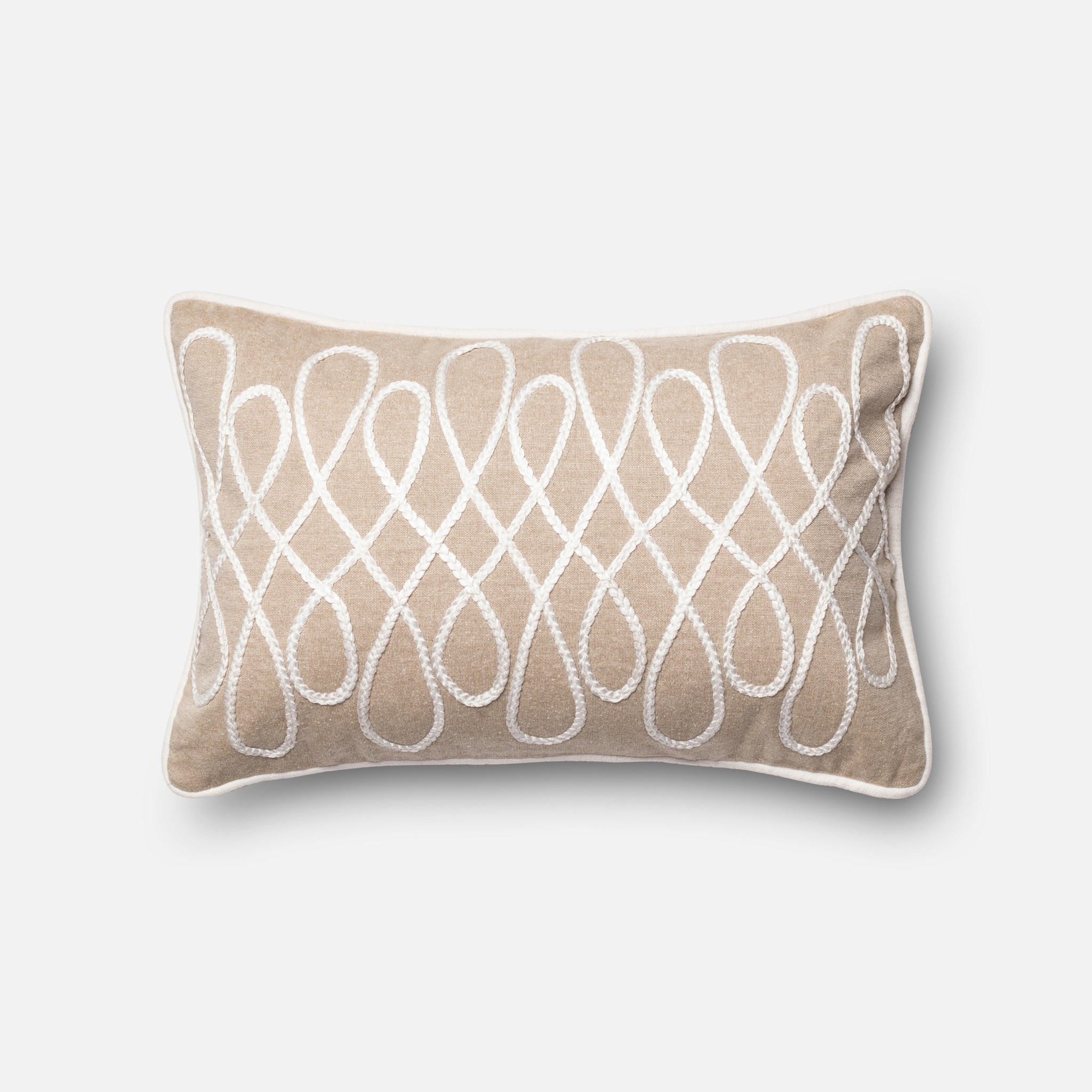 PILLOWS - BEIGE / WHITE - 13" X 21" Cover Only - Image 0