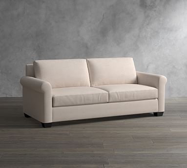 York Roll Arm Upholstered Sofa 82", Down Blend Wrapped Cushions, Basketweave Slub Ash - Image 1