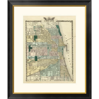 Map of Chicago City, 1876 Framed Graphic Art - Image 0