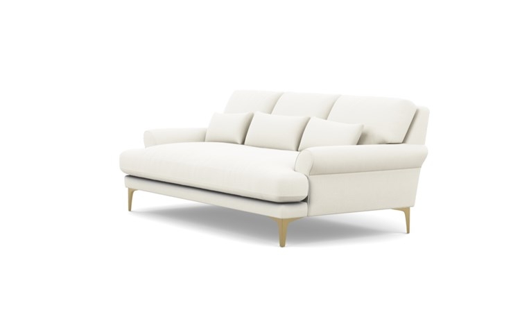 Maxwell Sofa with White Ivory Fabric and Brass Plated legs - Image 4