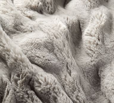 Faux Fur Ruched Throw, 50 x 60", Gray - Image 3