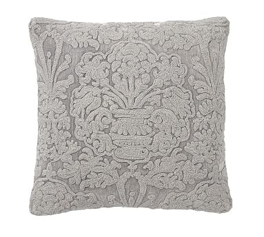 Melodie Embroidered Pillow Cover, 22", Ash Gray - Image 0