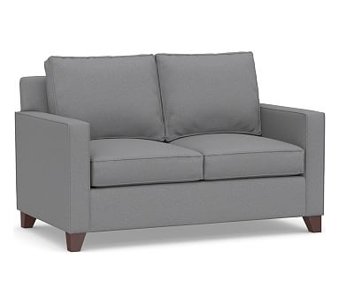Cameron Square Arm Upholstered Loveseat 60", Polyester Wrapped Cushions, Textured Twill Light Gray - Image 0