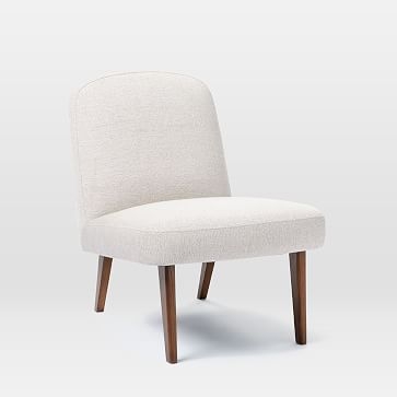 Janie Slipper Chair, Twill, Stone, Walnut - Image 4