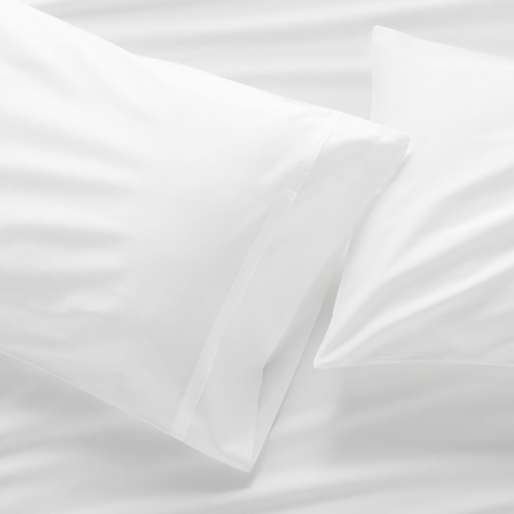 400 Thread Count Sateen White Pillow Cases King, Set of 2 - Image 0