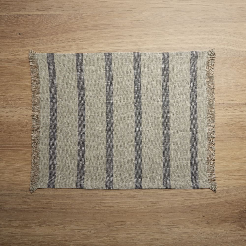 Beckett Grey Stripe Linen Placemat - Image 0