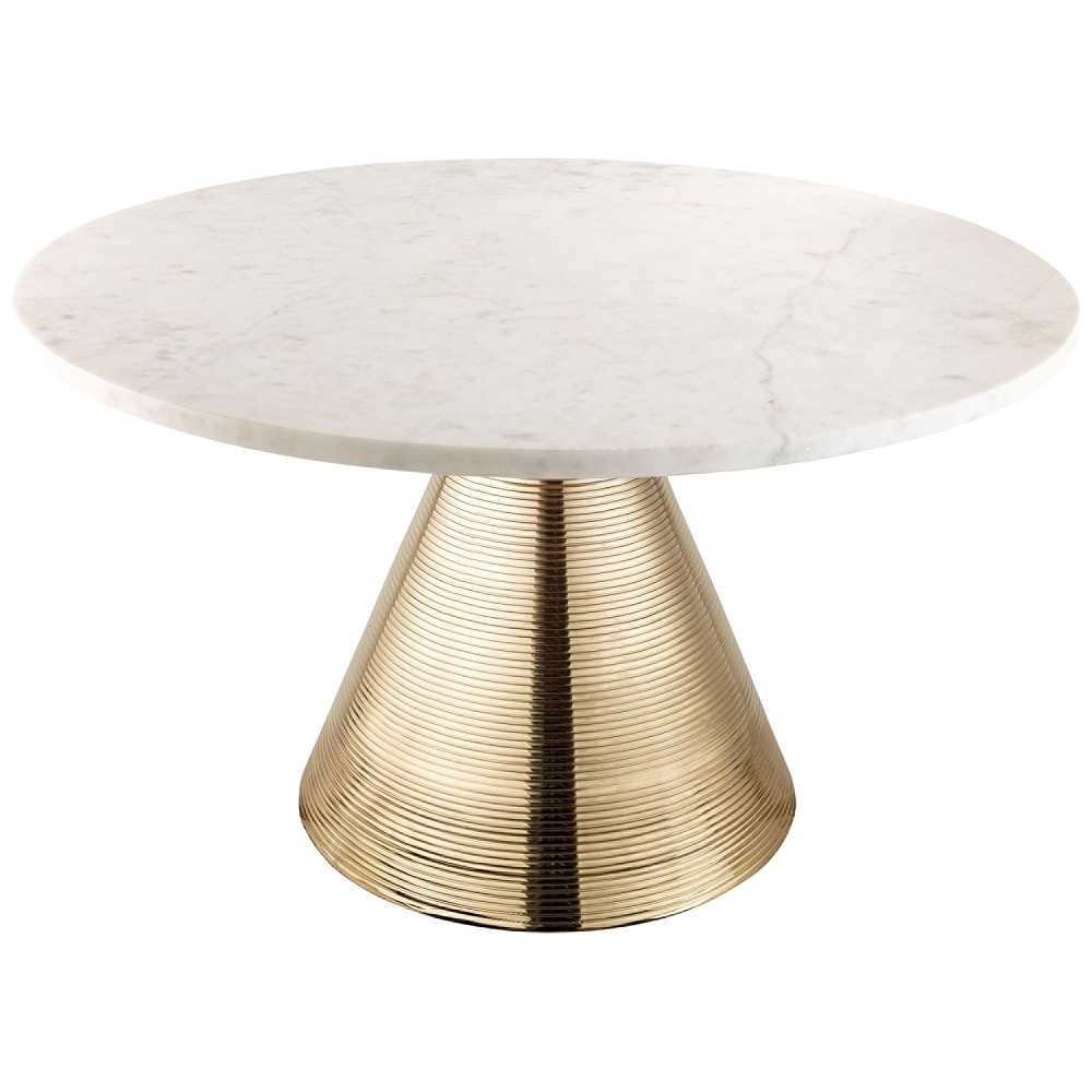 Tempo White Marble Top and Gold Conical Base Cocktail Table - Style # 64N22 - Image 0