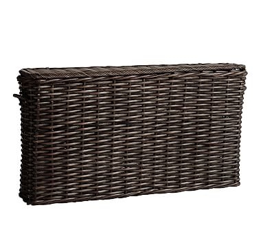 Aubrey Lidded Narrow Rectangle Basket, Charcoal - Image 0