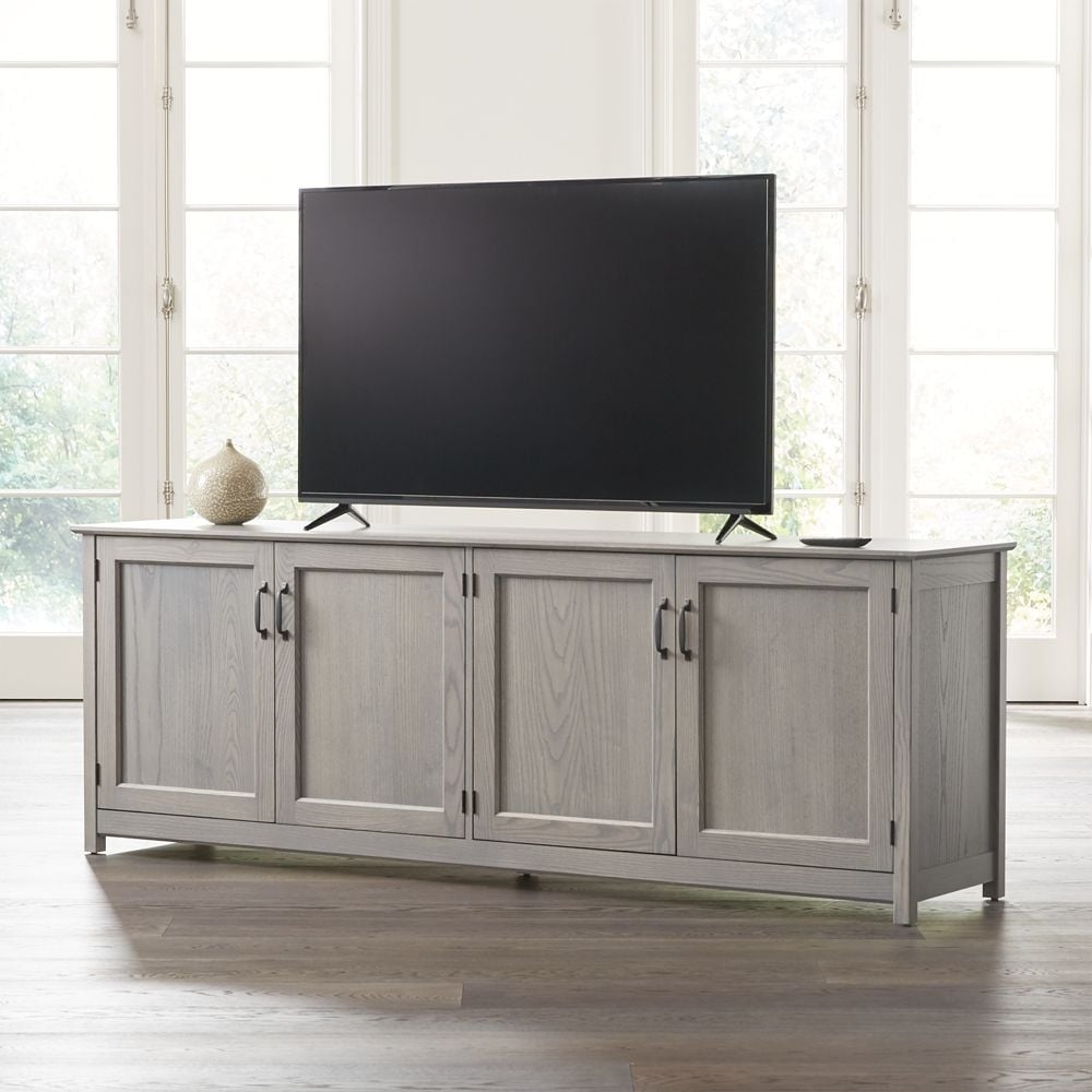 Ainsworth Dove 85" Media Console with Glass/Wood Doors - Image 0