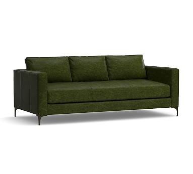 Jake Leather Sofa 85", Down Blend Wrapped Cushions, Leather Legacy Forest Green - Image 0