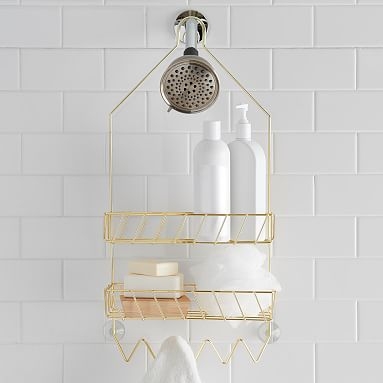 Wire Fixed Shower Caddy, Gold - Image 0