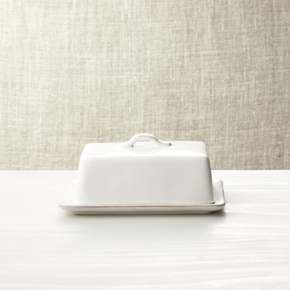 Marin White Covered Butter Dish - Image 0