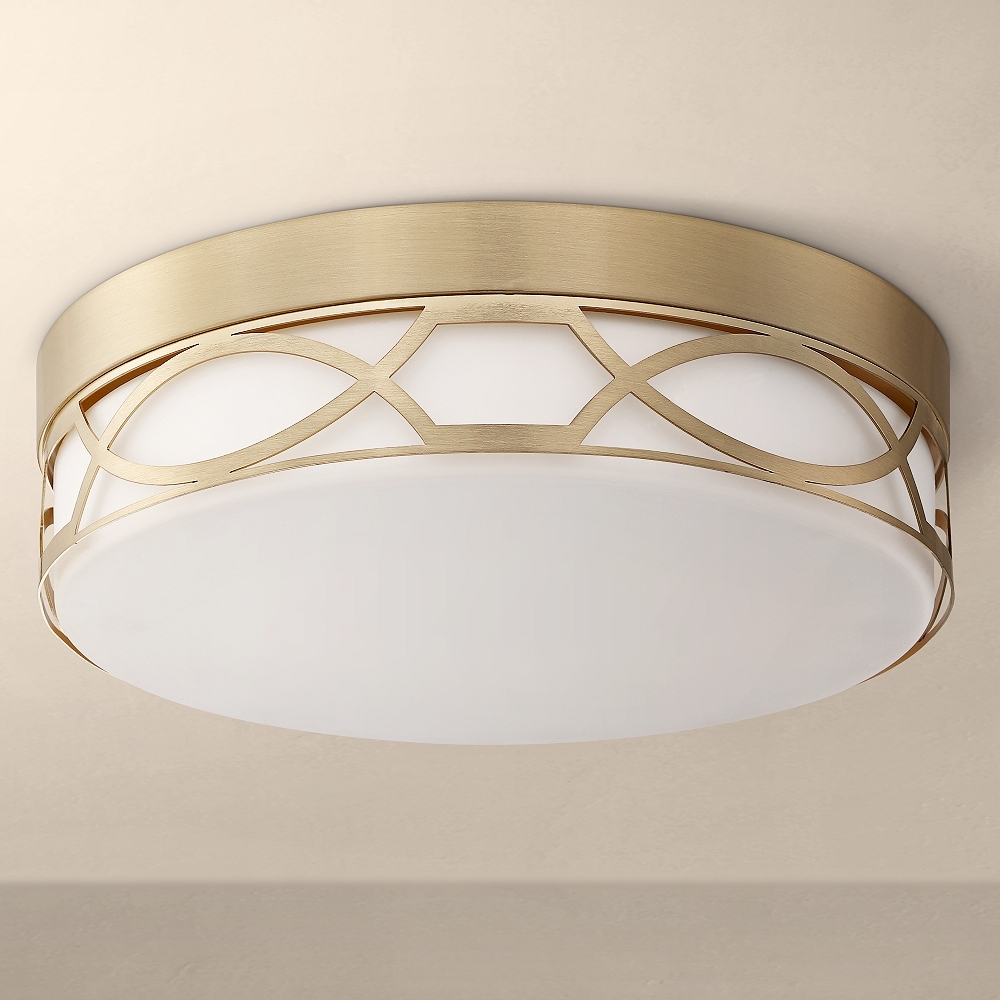 Possini Euro Giltner 11 1/4" Wide Satin Brass Ceiling Light - Style # 9J320 - Image 0