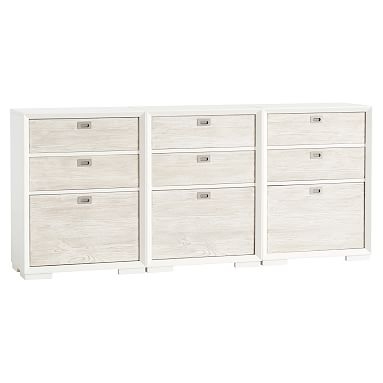 Callum Triple 3-Drawer Wide Storage Cabinet with Feet, Weathered White/Simply White - Image 0