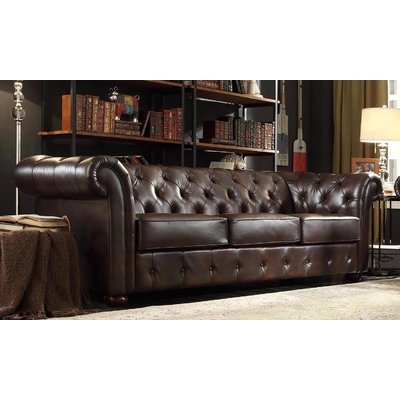Vegard Chesterfield Faux Leather Sofa - Image 0