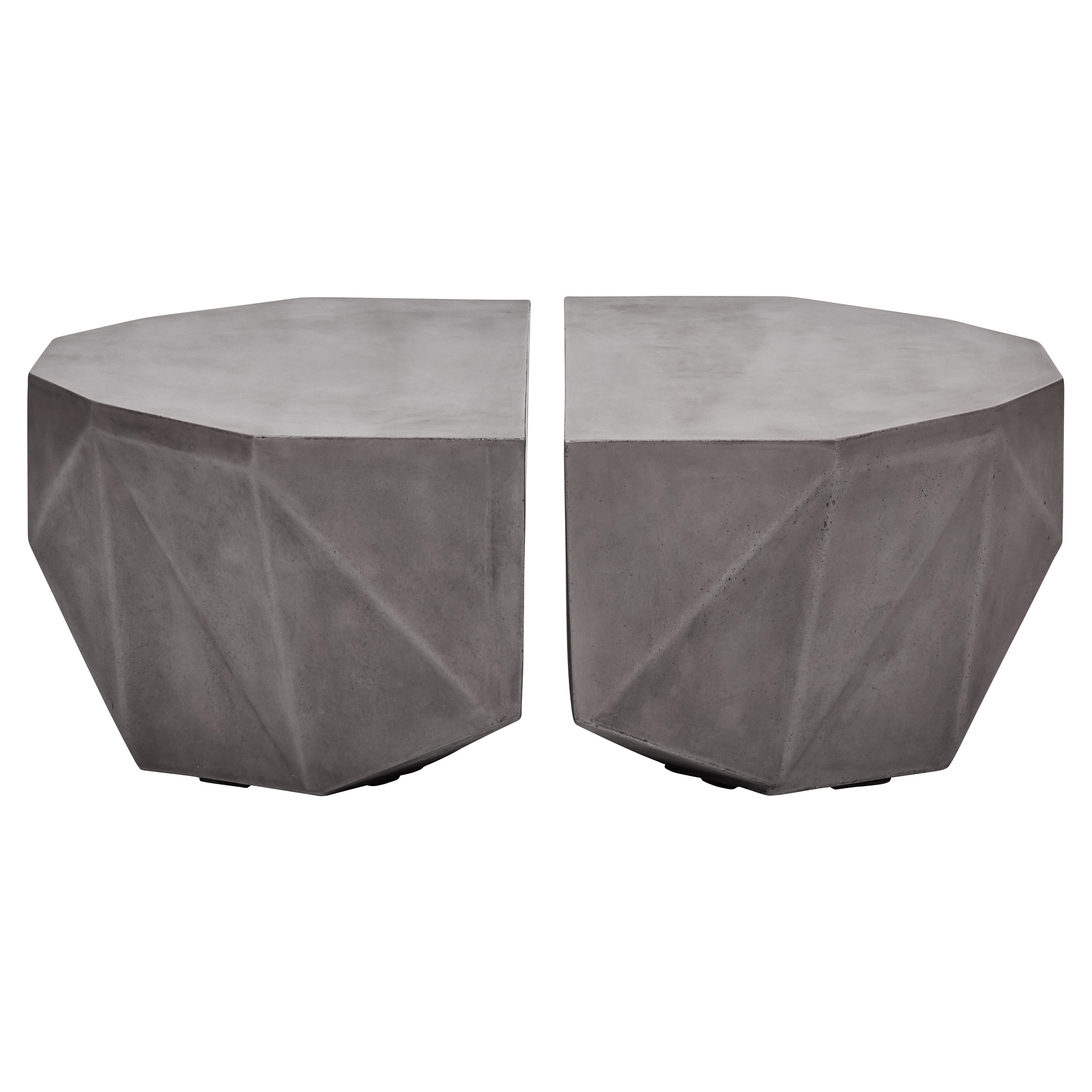 Lily Modern Classic Dark Grey Geometric Outdoor Coffee Table - Set of 2 - Image 2