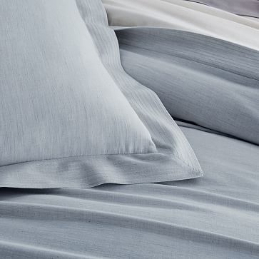 Organic Heathered Sateen Duvet Cover, Full/Queen, Morning Dew - Image 1
