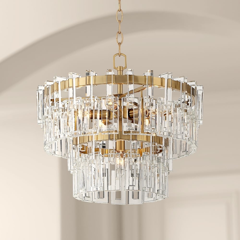 Vienna Full Spectrum Luxum 18 3/4" Brass and Crystal Pendant Light - Image 0
