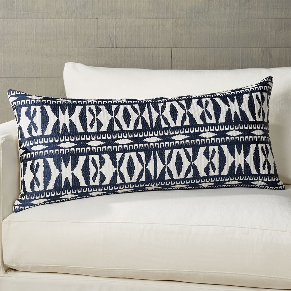 Vercillo Blue Patterned Lumbar Pillow 36"x16" - Image 0