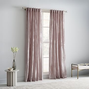 Crinkle Velvet Curtain, 48"x84", Dusty Blush - Image 0