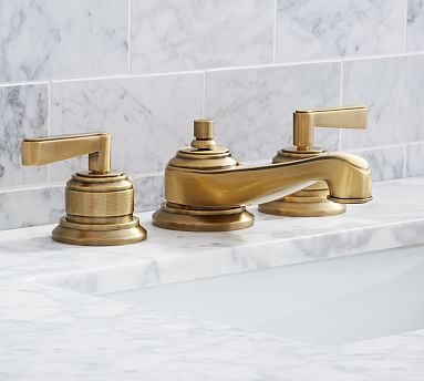 Antique Brass Hayden Lever Handle Widespread Bathroom Sink Faucet - Image 0