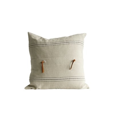Bartlette Leather Trim Cotton Throw Pillow - Image 0