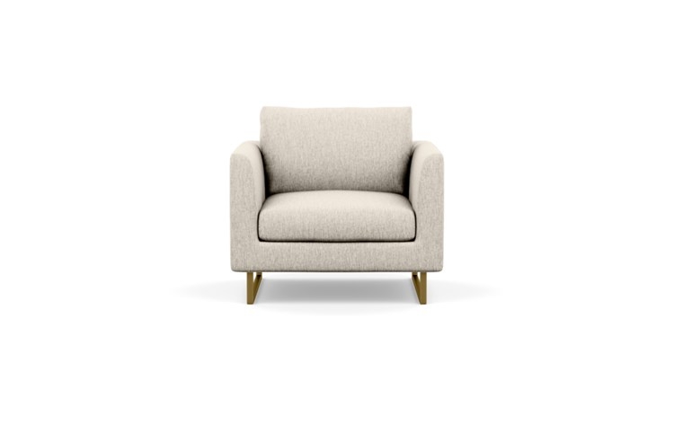 Owens Accent Chair with Beige Wheat Fabric and Matte Brass legs - Image 0