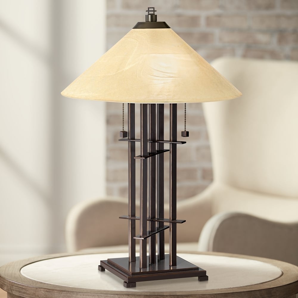 Metro Collection Planes 'n' Posts Art Glass Table Lamp - Image 0