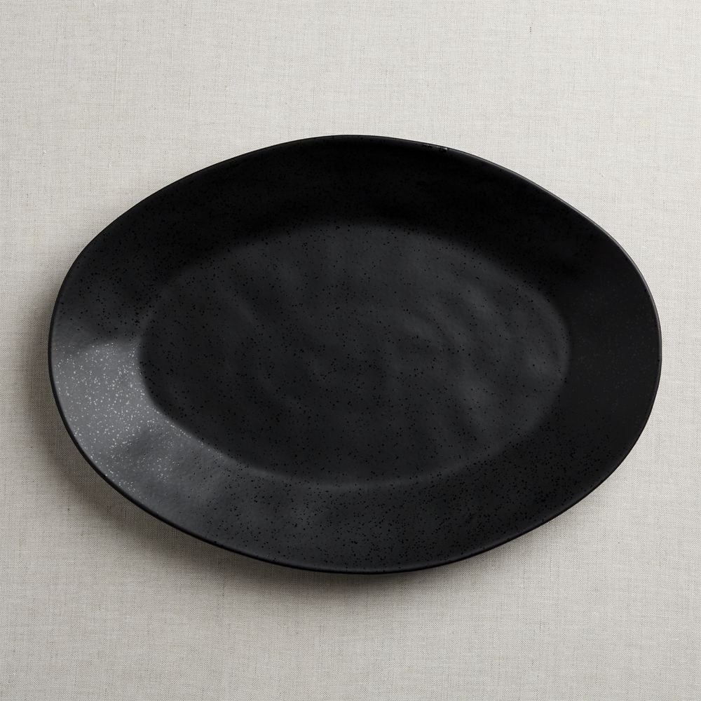 Marin Matte Black Large Stoneware Oval Platter - Image 0