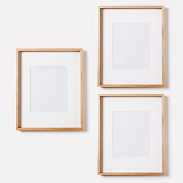Thin Wood Gallery Frame, Bamboo, Set of 3, 8 x 10 opening with mat/ 16.5"X13.5" - Image 0
