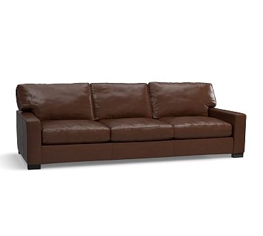 Turner Square Arm Leather Grand Sofa 3-Seater 102.5", Down Blend Wrapped Cushions, Legacy Chocolate - Image 2