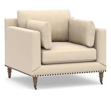 Tallulah Upholstered Armchair, Down Blend Wrapped Cushions, Performance Everydayvelvet(TM) Buckwheat - Image 0