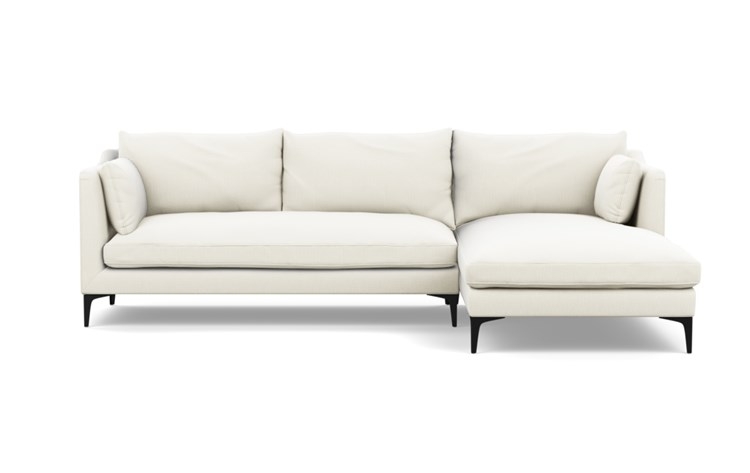 Caitlin by The Everygirl Chaise Sectional with Ivory Fabric and Matte Black legs - Image 0
