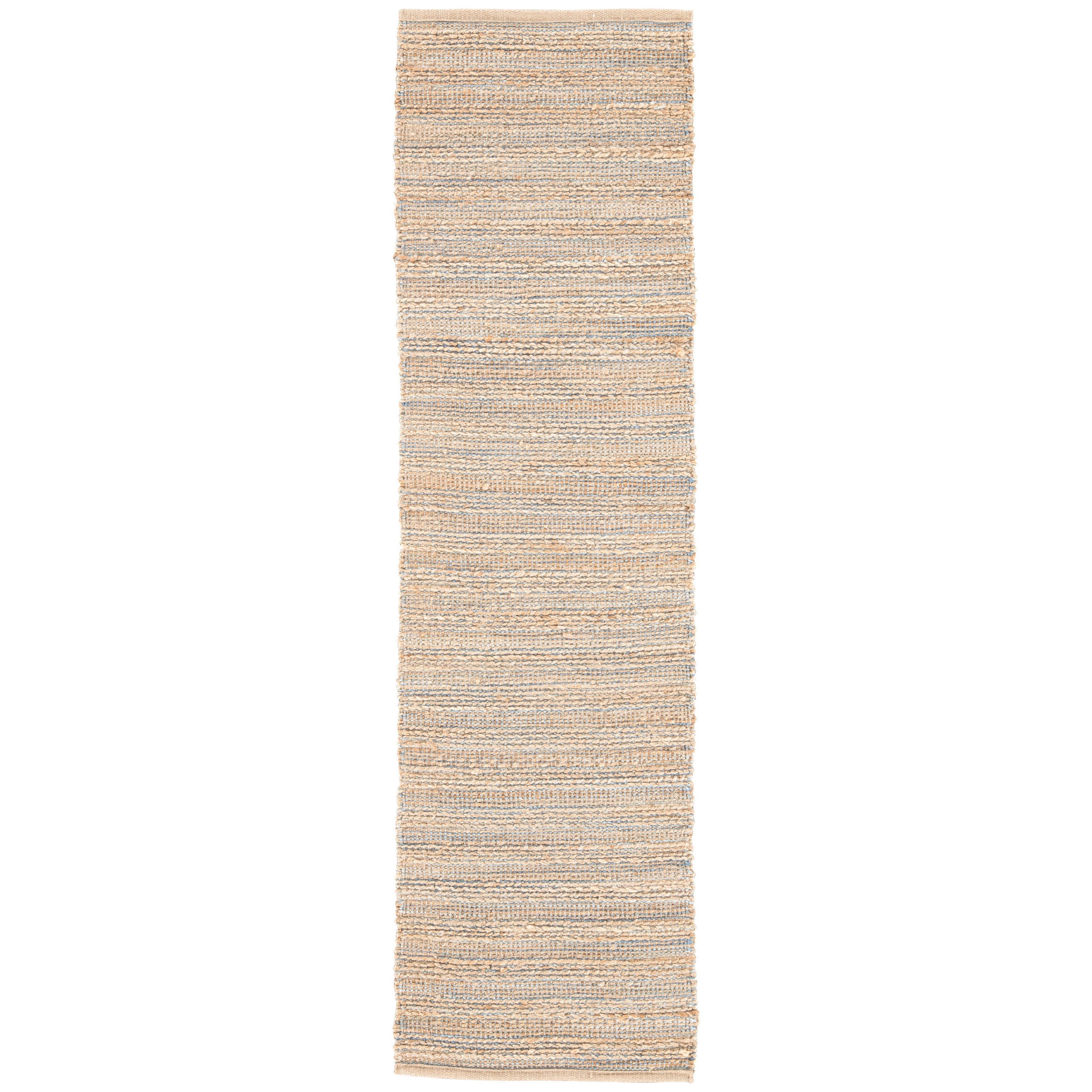 Canterbury Natural Solid Beige/ Blue Runner Rug (2'6" X 9') - Image 0
