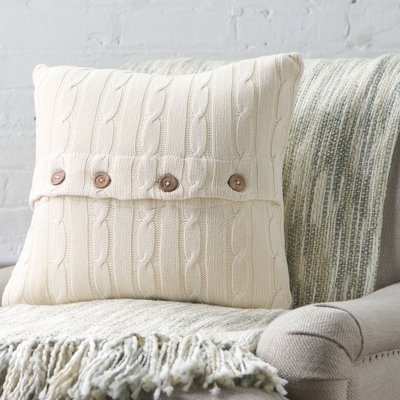 Harrietstown Cable-Knit Cotton Throw Pillow - Image 0