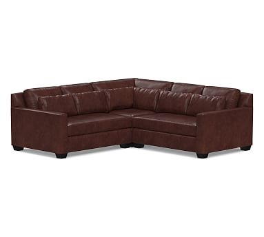 York Square Arm Leather Deep Seat 3-Piece L-Shaped Corner Sectional with Bench Cushion, Polyester Wrapped Cushions, Leather Statesville Espresso - Image 0