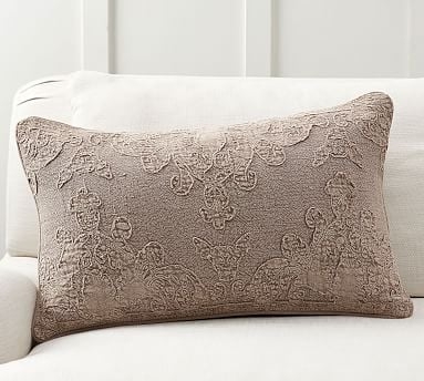 Marie Embroidered Pillow, 16x26", Blush Multi - Image 0
