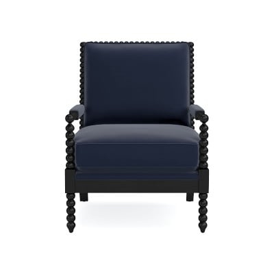 Spindle Chair, Standard Cushion, Signature Velvet, Indigo, Black Leg - Image 0