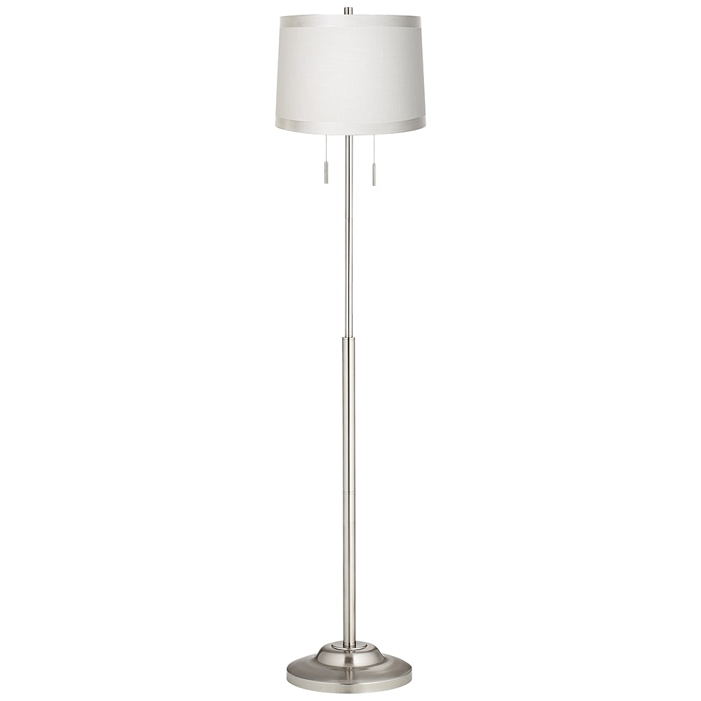 360 Lighting Abba 66" White Drum Shade Brushed Nickel Floor Lamp - Image 0