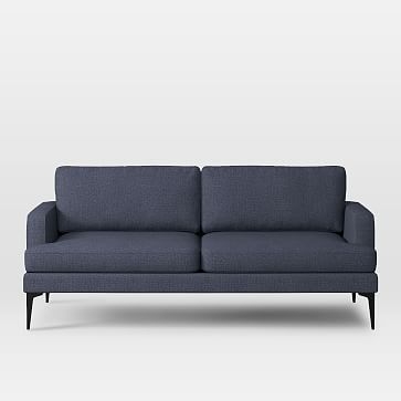 Andes 76.5" Sofa, Pebble Weave, Aegean Blue, Dark Pewter - Image 0