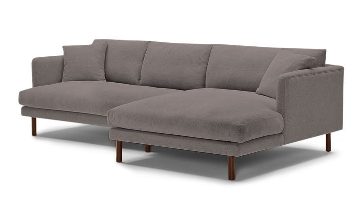 Gray Lewis Mid Century Modern Sectional - Cody Slate - Mocha - Right - Cylinder Legs - Image 1