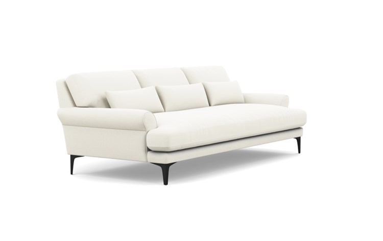 Maxwell Sofa with White Ivory Fabric and Matte Black legs - Image 1
